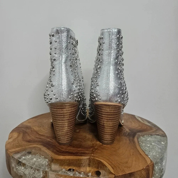 New Corkys Line Dance Silver Metallic Studded Crystal Western Ankle Boots - Picture 6 of 9
